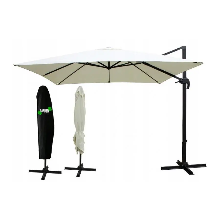 Zahradní béžový slunečník s krytem - 3x4 m