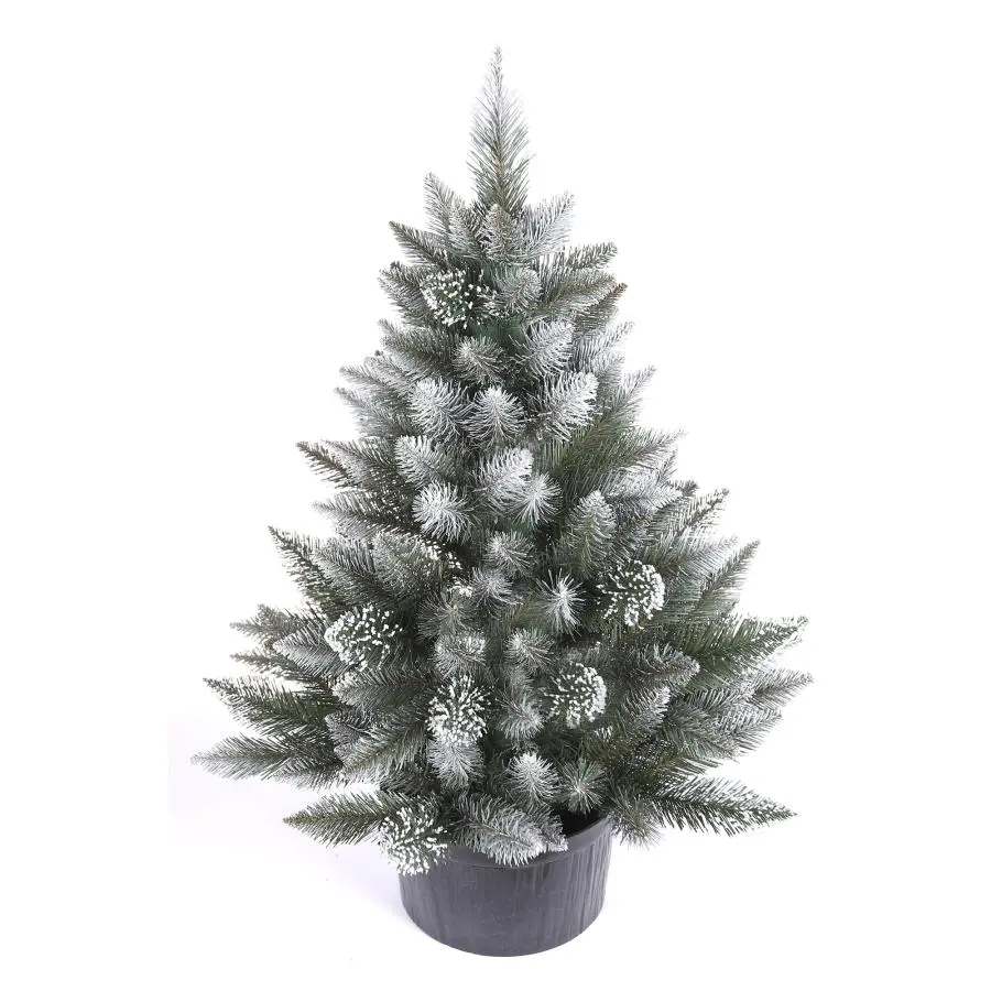 Hustý zasnežený stromček diamantový smrek v črepníku - 80 cm
