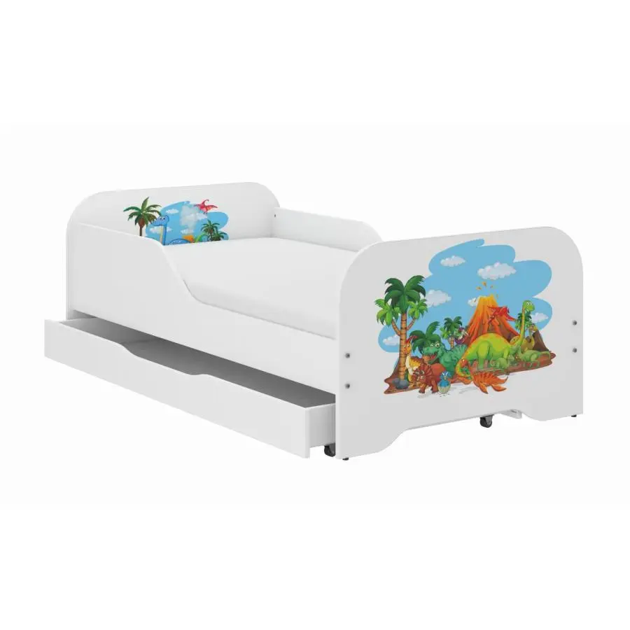 Dětská postel MIKI se šuplíkem - 160x80 DINOSAURÍ SVĚT