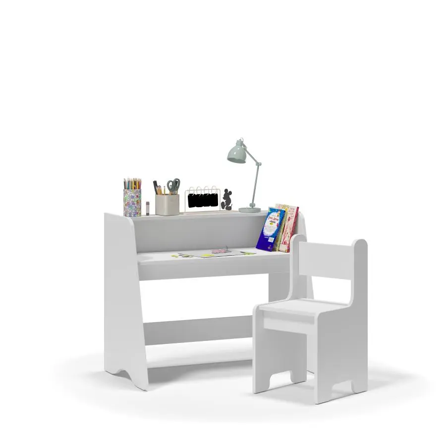Dětský bílý Montessori set psací stůl + židle NIKO