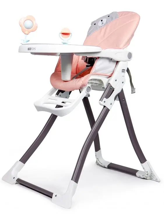 ECOTOYS Dětská jídelní židle Teddy bílo-růžová