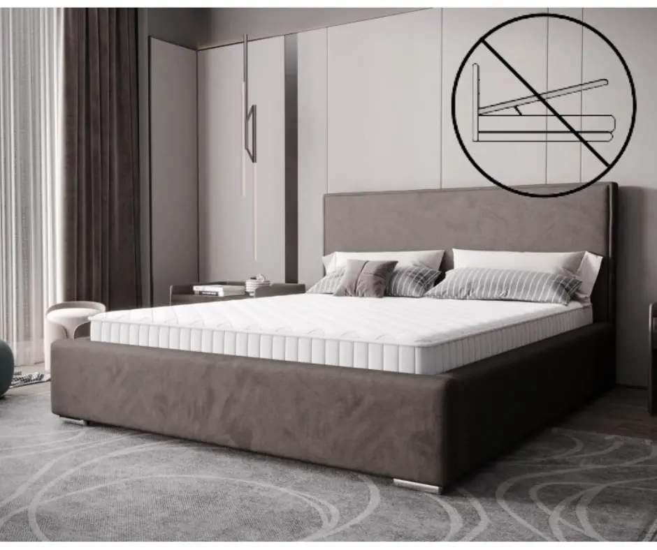 Nadčasová čalouněná postel v minimalistickém designu v šedé barvě 180 x 200 cm