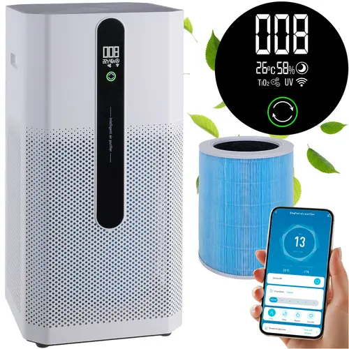 Čistička vzduchu s HEPA H12 filtrem, ionizací a Wi-Fi - 370 m³/h, 80 m²