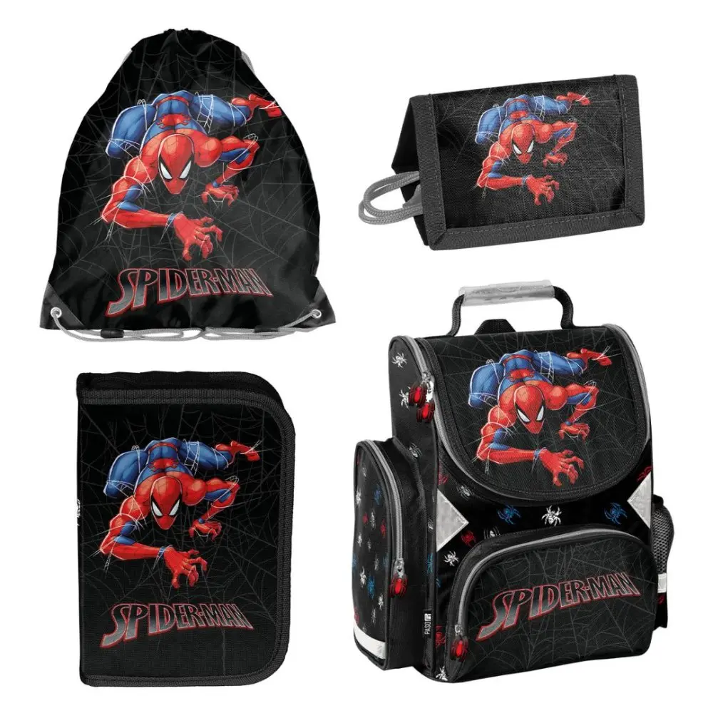 4dílná školní sada Spider-Man - školní aktovka, penál, sáček na boty a peněženka