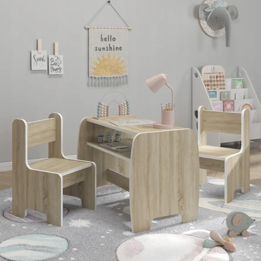 Dětský set - stůl a 2 židle s úložným prostorem - Sonoma