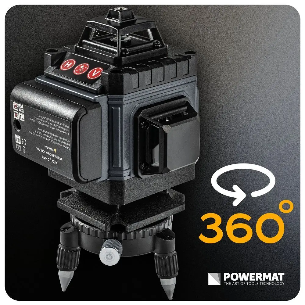 Křížový laser 4D 16 linií 360° zelený 40 m s pouzdrem PM-PLK-4DM1
