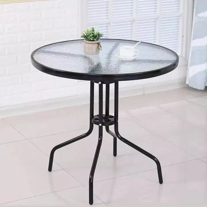 Kulatý zahradní stůl 80 cm sklo