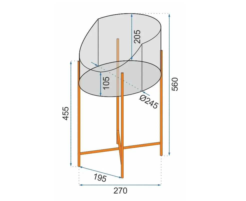 Loftový stojan na květiny 56 cm