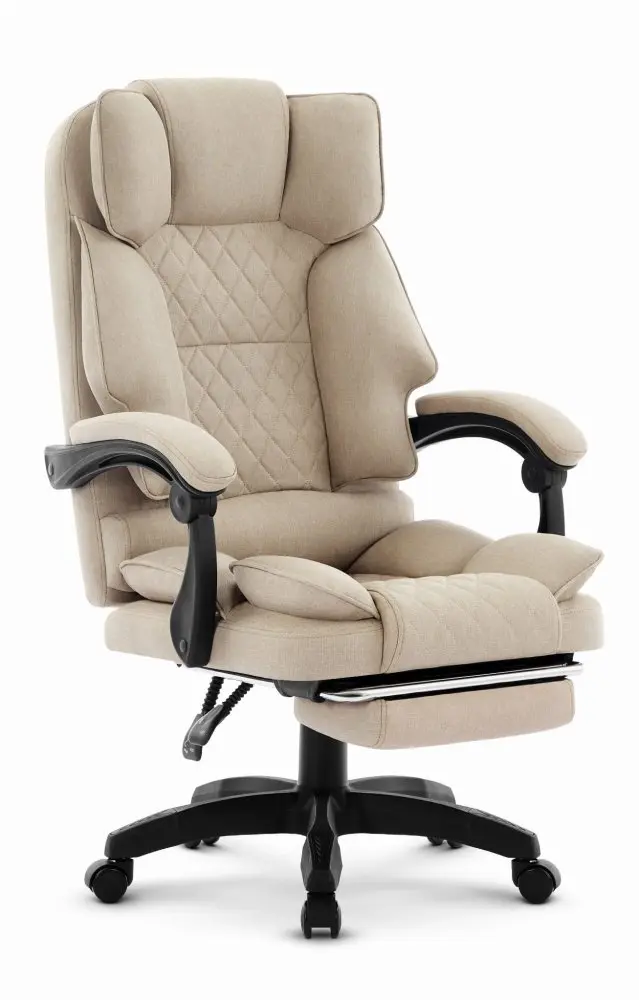 Ergonomická kancelářská židle HC-1031 s opěrkou nohou - béžová