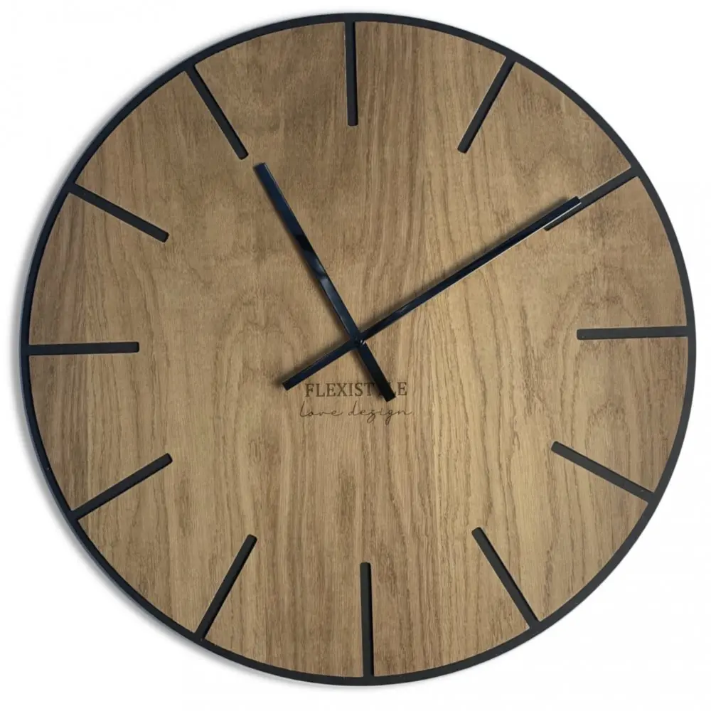 Velké dřevěné hodiny v hnědé barvě 60cm