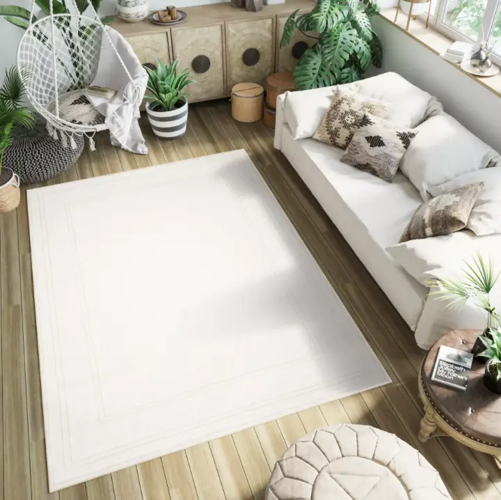 Moderní bílý koberec HERA PC45A s jemným reliéfním vzorem Šířka: 80 cm | Délka: 150 cm