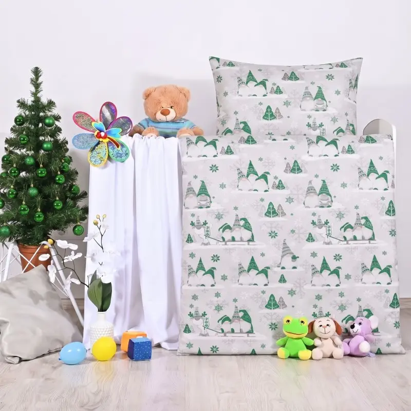 Vánoční povlečení Buddy zelené EMI, Dětský set 90x130 + 45x65