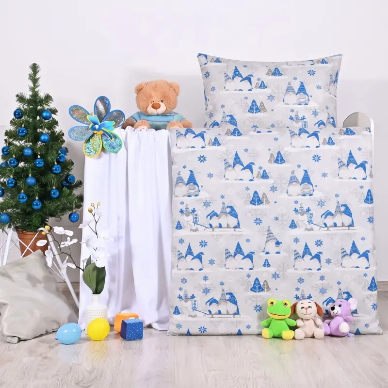 Vánoční povlečení Buddy modré EMI, Dětský set 90x130 + 45x65