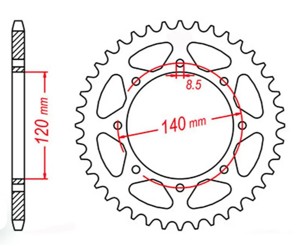 MTX PARTS rozeta zadní 491 44 KAWASAKI KLE 500 '91-'07 (JTR487.44) (řetěz 520) (MTX PARTS rozeta zadní 491 44 KAWASAKI KLE 500 '91-'07 (JTR487.44))