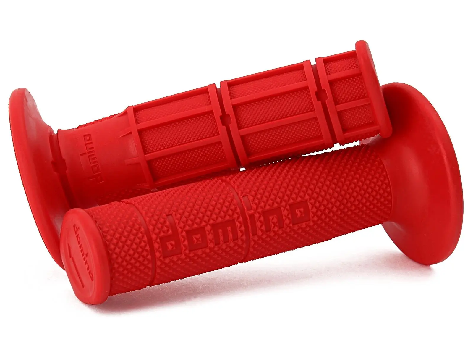 DOMINO gripy OFF ROAD jednosložkové ULTRA SOFT (22+25mm, délka 120/123mm) bez otvoru barva červená ( )