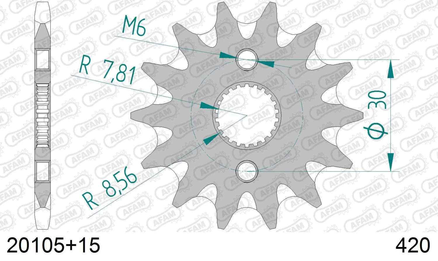 AFAM přední pastorek 332 15 zubů HONDA CR 80/85 '86-'07 (JTF1256.15) (řetěz 420) (AFAM přední pastorek 332 15 zubů HONDA CR 80/85 '86-'07)