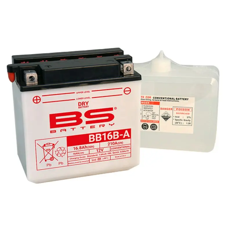 BS akumulátor BB16B-A (YB16B-A) 12V 16AH 160X90X161 obsluhovaný - elektrolyt zvlášť (210A) UE48 (2) (BS akumulátor BB16B-A (YB16B-A) 12V 16AH)