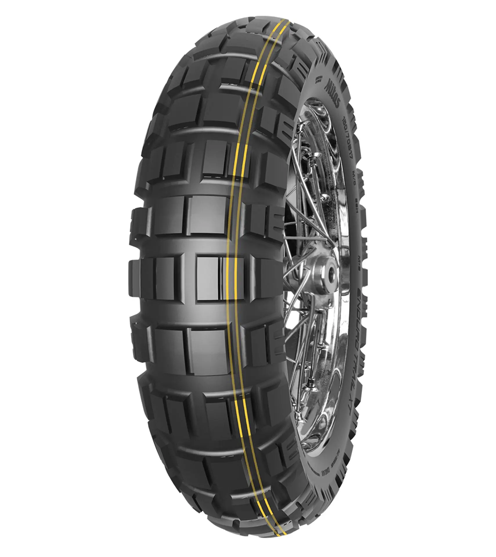 MITAS 140/80B17 ENDURO TRAIL XT DAKAR 69T TL/TT M+S (DVOJITÝ žlutý PASEK) ZADNÍ DOT 2025 náhradní:70000509 (náhrada: E-10 ENDURO DAKAR (Moto pneu)