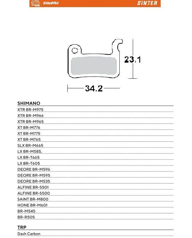 MOTO-MASTER BIKE PRO brzdové destičky sintrované kovové vhodné pro SHIMANO XTR BR-M975, BR-M966, BR-M965, XT BR-M776, BR-M775, BR-M765, SLX BR-M665,