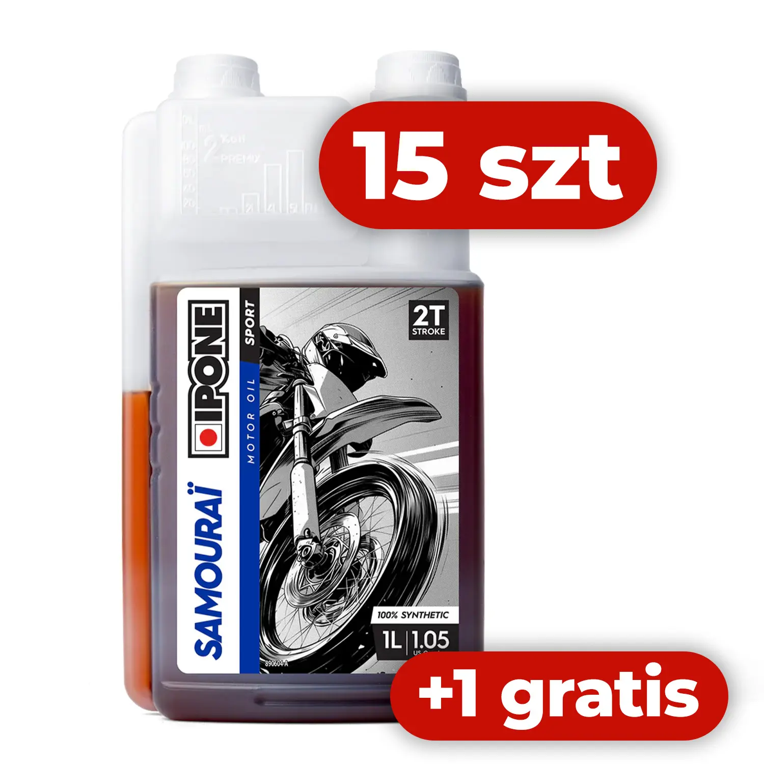 IPONE SAMOURAI 2T směsový olej 100% syntetický 1L jahoda - nahrazuje 800090 (AKC) karton 15 kusů+1 kus GRATIS (IPONE SAMOURAI 2T směsový olej 100%)