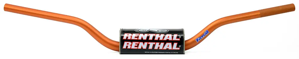 RENTHAL řidítka 1,1/8 (28,6mm) MX FATBAR HANDLEBAR ORANGE MCGRATH / SHORT PADDED barva oranžová s chráničem (RENTHAL řidítka 1,1/8 (28,6mm) MX FATBAR)