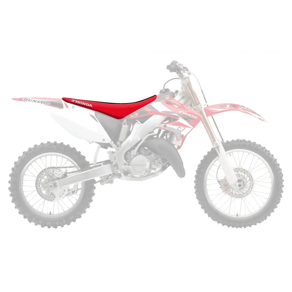 BLACKBIRD kompletní sedlo HONDA CR 125/250 02-07; CRF 450R 02-04 STANDARD DOUBLE GRIP 3 barva červená (BLACKBIRD kompletní sedlo HONDA CR 125/250)