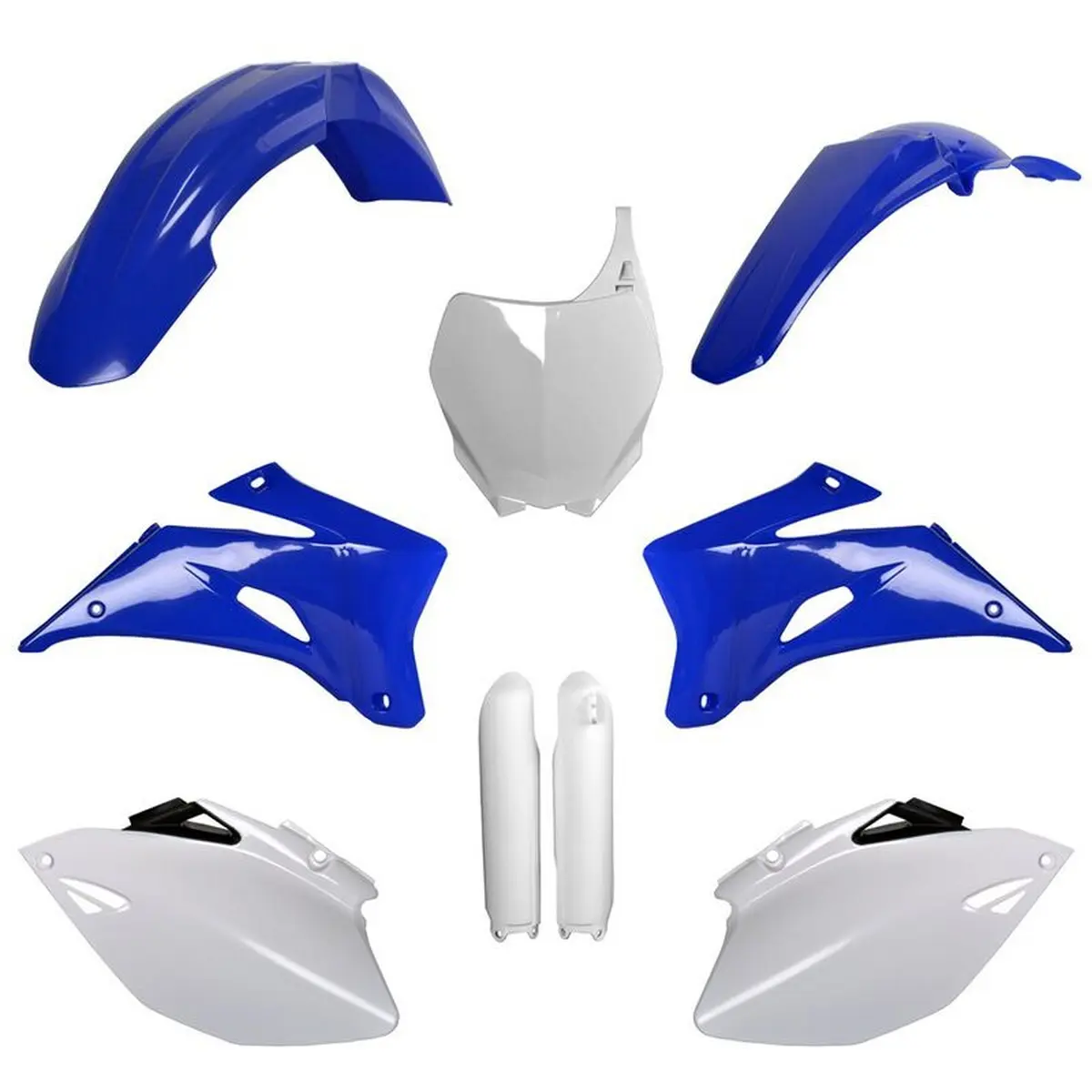 POLISPORT kompletní sada plastů (FULL KIT) YAMAHA YZ 250F 08-09; YZ 450F 08-09 v sadě přední tabulka (8658100001) i kryty tlumičů (8351400001) barva