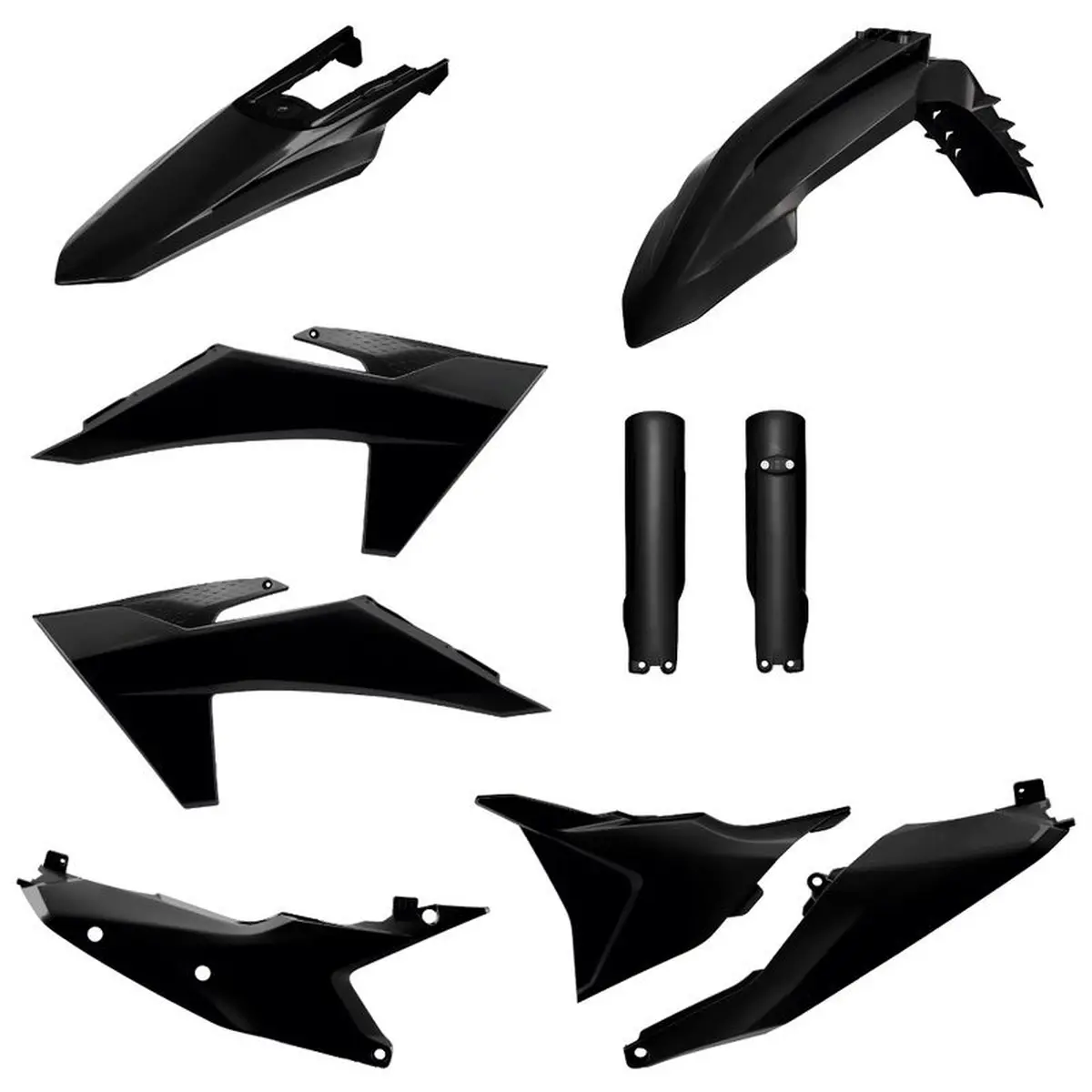POLISPORT kompletní sada plastů (FULL KIT) KTM EXC/EXC-F/XC-W/XC-WF TBI 24-25 v sadě kryty tlumičů (8352500002) barva černá (POLISPORT kompletní sada)