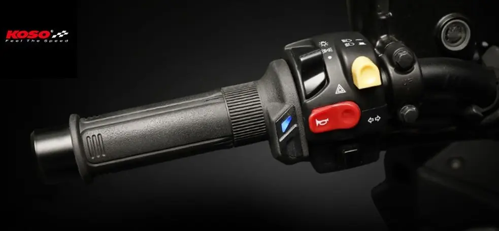 KOSO PREMIUM gripy vyhřívané s ovladačem 22mm/25mm `7/8-1` délka - 120mm integrovaný ovladač 5 úrovní vyhřívání (OF691) (EL) ( )