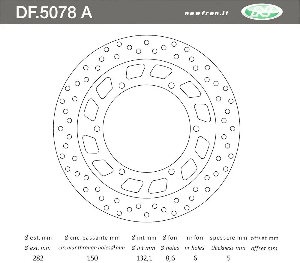 NEWFREN brzdový kotouč přední/zadní YAMAHA XV / XVS 125 97-04; XV 750 94-98; GTS 1000 93-95; FJ 1100/1200 83-95; VMAX 85-02; FJR 1300 01-16; XTZ 1200