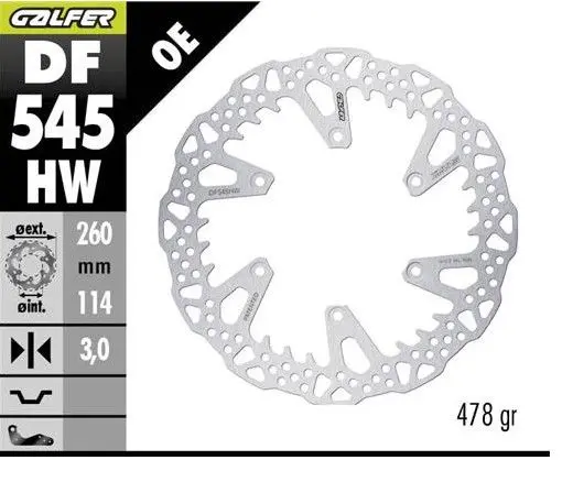 GALFER přední brzdový kotouč DUCATI DESMO 450MX 24-26 (260X114X3mm) SHARK ENDURO MX (GALFER přední brzdový kotouč DUCATI DESMO 450MX 24-26)