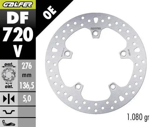 GALFER brzdový kotouč zadní BMW R 1200GS ADVENTURE 13-; R 1200GS/R/RS/RT 13-; 1250GS ADVENTURE 19-; R1250 GS/R/RS/RT 19 (ROUND DISC) (276X136,5X5mm)