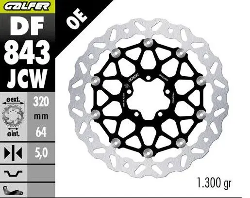 GALFER přední brzdový kotouč CF MOTO MT 800 21-24; NK 800 23-24; KTM 990R DUKE 26-; 1290 SUPER DUKE 21-23; 1390 SUPER DUKE 24- (FLOATECH) (320X64X5mm)
