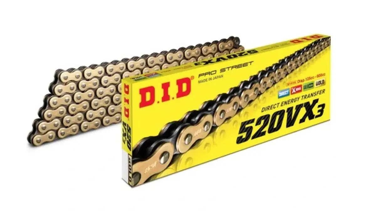 DID hnací řetěz 520VX3GB-94 (94 článků) X-RING zlatá rozpojený + spojka (DID hnací řetěz 520VX3GB-94 (94 článků) X-RING zlatá rozpojený + spojka)