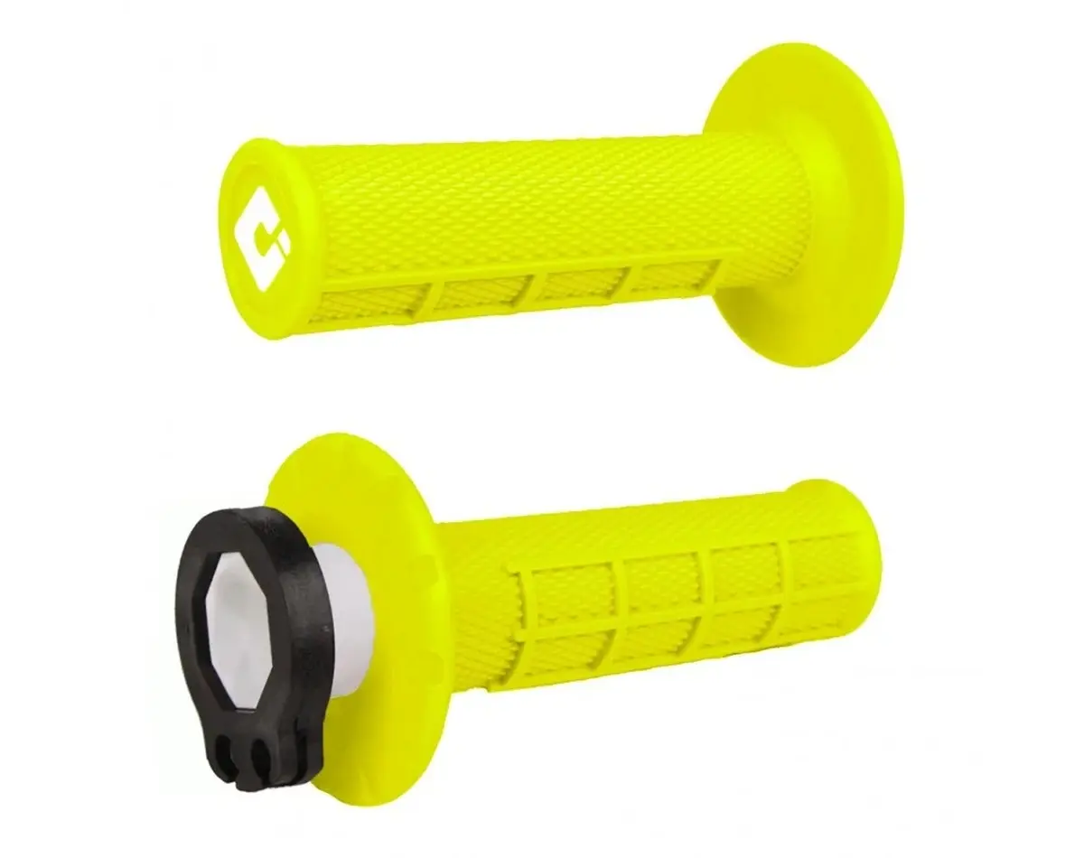 ODI gripy OFF ROAD HALF WAFFLE MX V2 LOCK-ON GRIP barva fluorescenční žlutá ( )