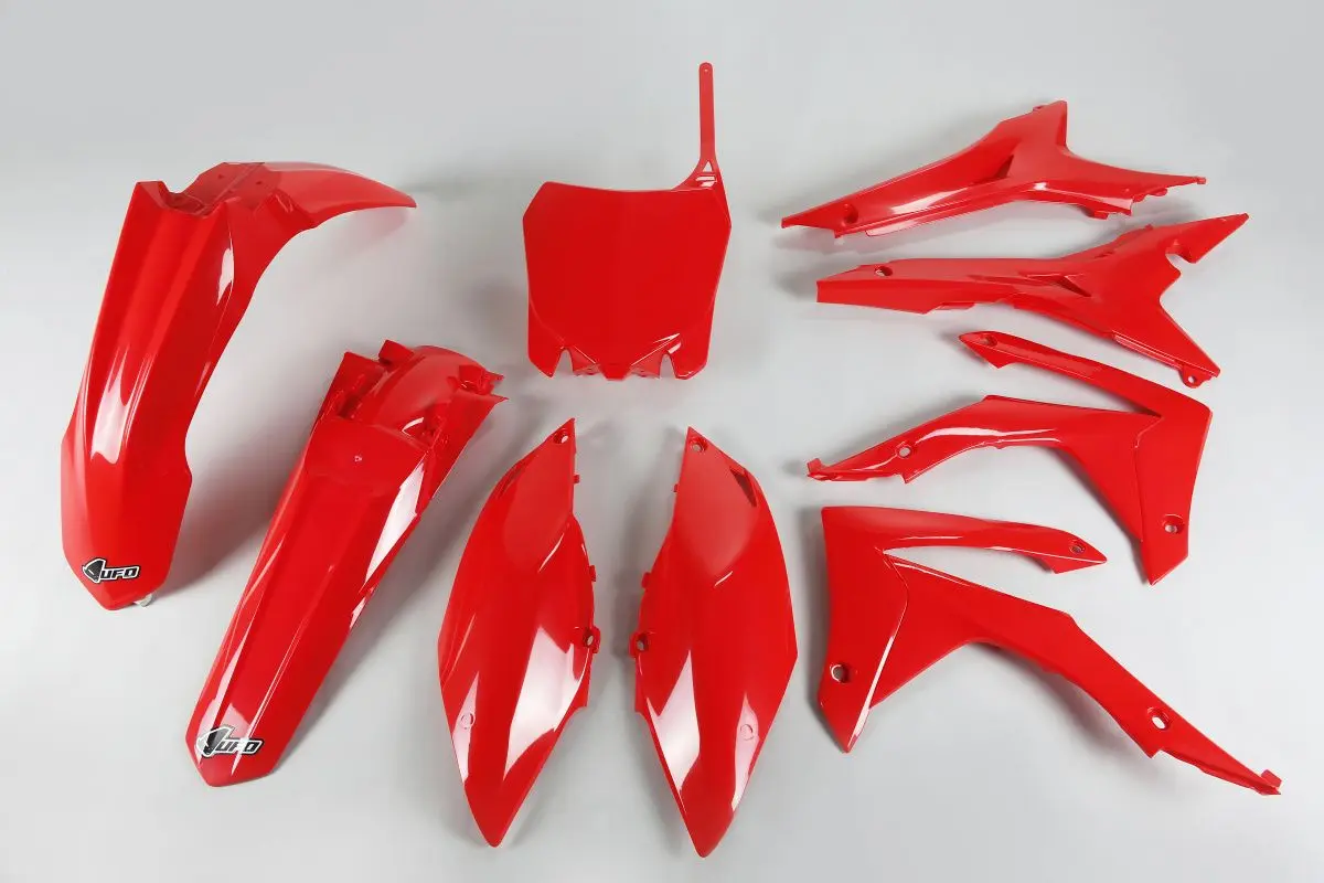 UFO kompletní sada plastů HONDA CRF 250R 14-17, CRF 450R 13-16 s kryty vzduchového filtru barva červená (UFO kompletní sada plastů HONDA CRF 250R)