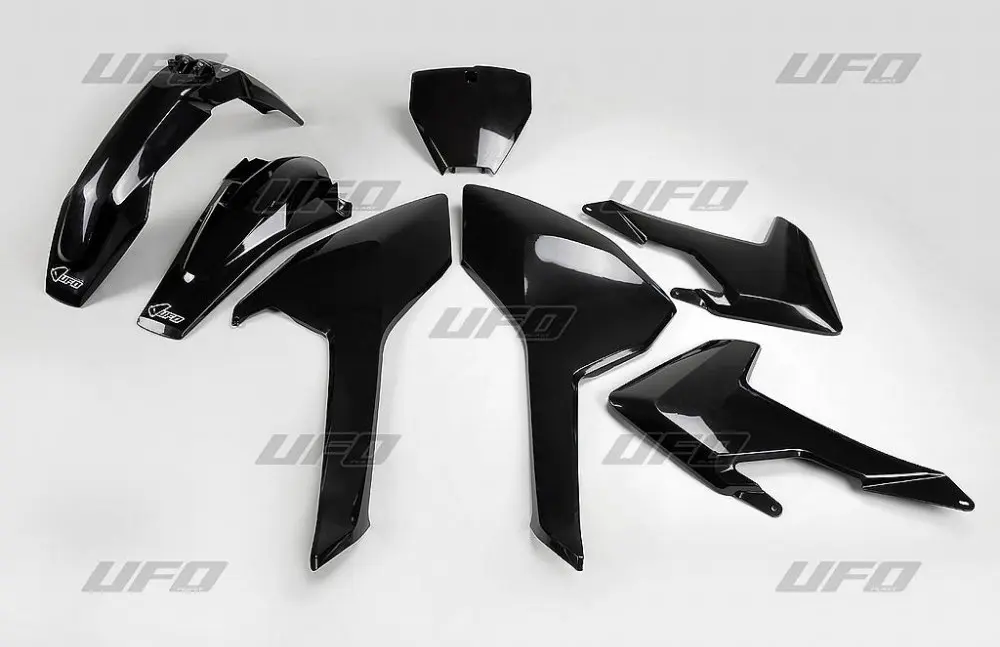 UFO kompletní sada plastů HUSQVARNA TC/FC 125/250/300/350/450 16-18 (kromě TC 250 16) barva černá (HU616E001) (UFO kompletní sada plastů HUSQVARNA)