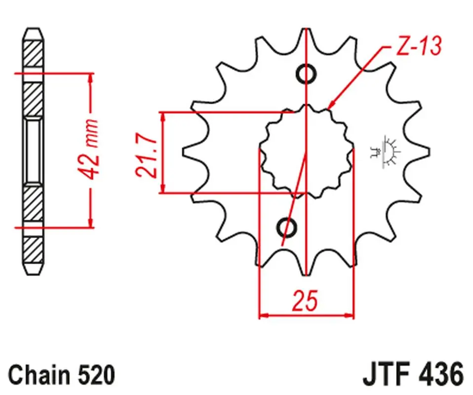 JT řetězové kolečko přední 438 14 SUZUKI GSX 400 F '81-'86, RG 250 GAMMA '83-'88 (43814JT) (JT řetězové kolečko přední 438 14 SUZUKI GSX 400 F)