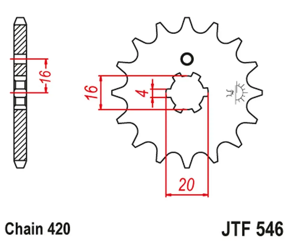 JT řetězové kolo přední 560 16 KAWASAKI KX 65/80/85 (56016JT) (+2) (JT řetězové kolo přední 560 16 KAWASAKI KX 65/80/85 (56016JT) (+2))