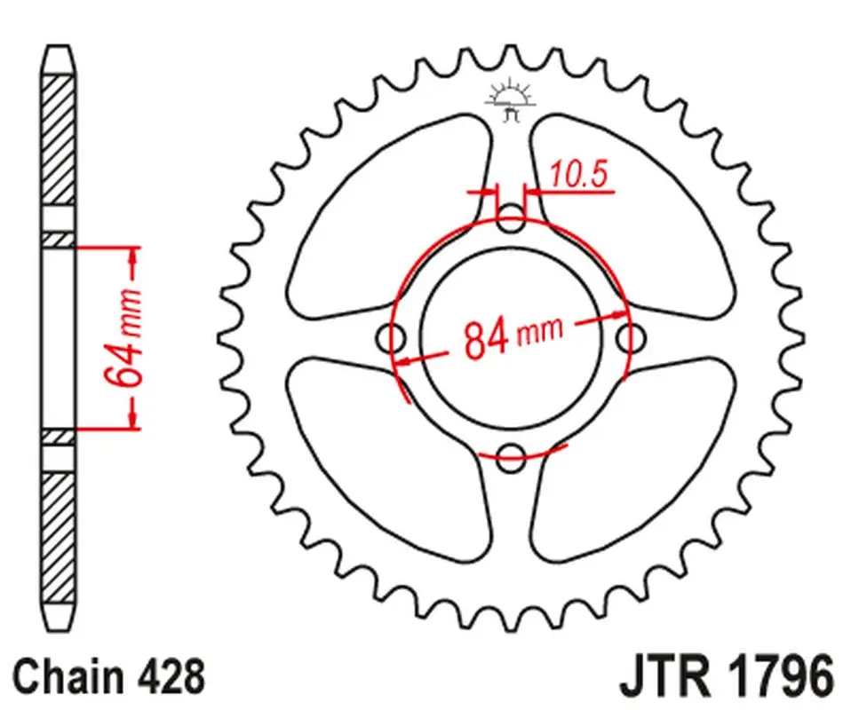 JT zadní řetězové kolečko 4467 49 SUZUKI RV 125 VAN VAN '03-16' (446749JT) (řetěz 520) (JT zadní řetězové kolečko 4467 49 SUZUKI RV 125 VAN VAN)