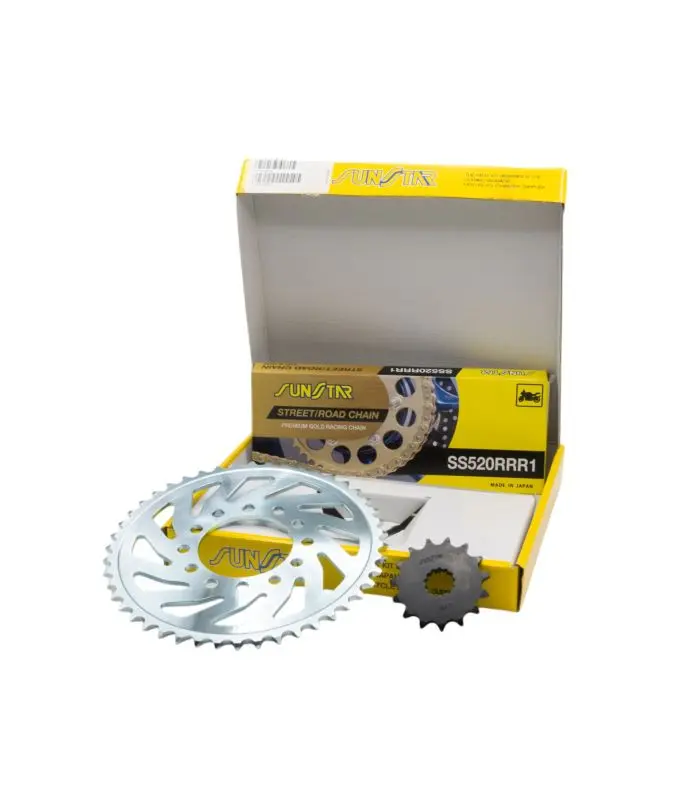 SUNSTAR řetězová sada YAMAHA MT 03 660 06-12 PLUS zlatá (15/47/112) (DO 1000CC XW RING) (SUN38715/SUN1-3541-47/SS520RRR1-112G) - nahrazuje K520RTG024