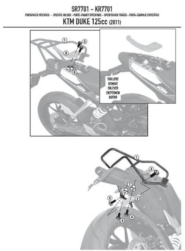 KAPPA zadní nosič kufru KTM DUKE 125/300/390 (11-16) ( bez plotny ) (KAPPA zadní nosič kufru KTM DUKE 125/300/390 (11-16) ( bez plotny ))