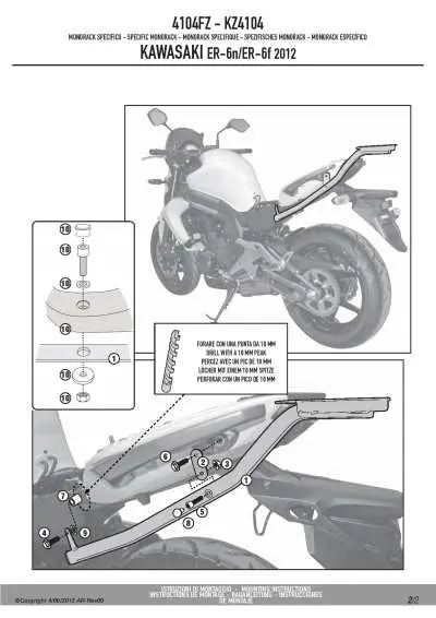 KAPPA nosič zadního kufru KAWASAKI ER-6N / ER-6F 650 (12-16) ( bez plotny ) (KAPPA nosič zadního kufru KAWASAKI ER-6N / ER-6F 650 (12-16) ( bez)