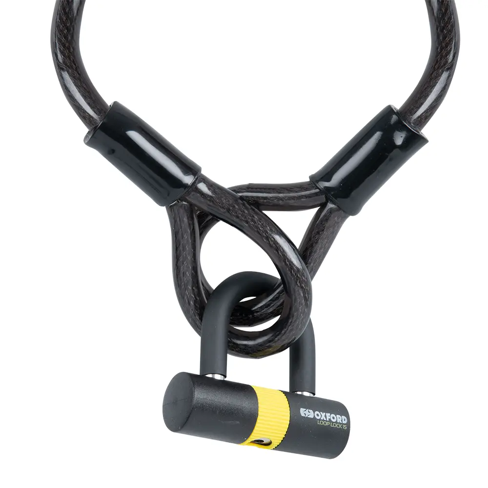 OXFORD lanko LOOP LOCK ze zesílené oceli se zámkem délka 2M X 15mm BS (OXFORD lanko LOOP LOCK ze zesílené oceli se zámkem délka 2M X 15mm BS)
