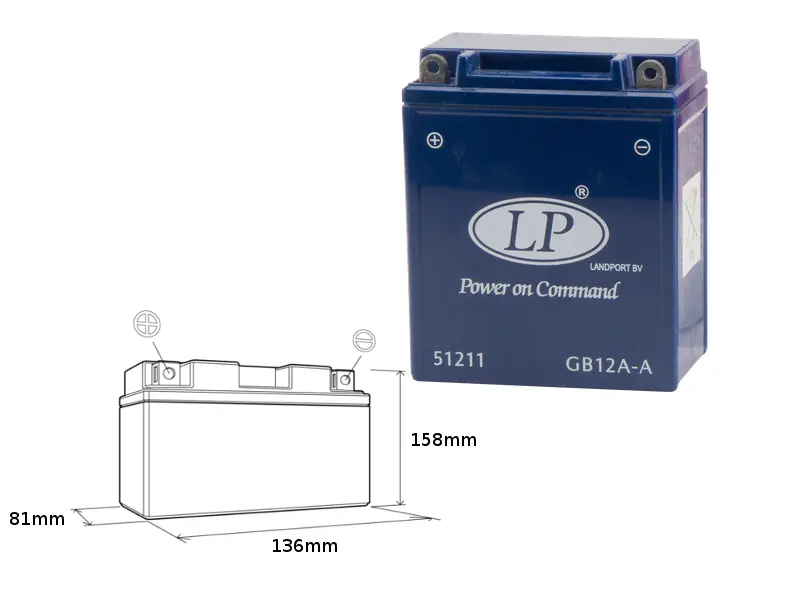 LANDPORT akumulátor gelový GB12A-A (MG LB12A-4) 12V 12AH 134X80X161 bezúdržbový - nalit (5) (LANDPORT akumulátor gelový GB12A-A (MG LB12A-4) 12V 12AH)