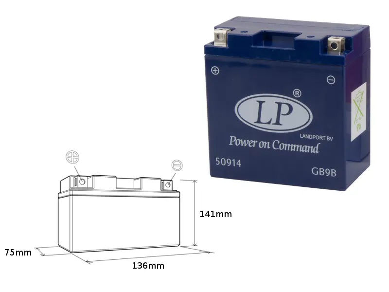LANDPORT akumulátor gelový GB9B (MG LTX9A-4) 12V 9AH 136X75X141 bezúdržbový - nalit (6) (LANDPORT akumulátor gelový GB9B (MG LTX9A-4) 12V 9AH)