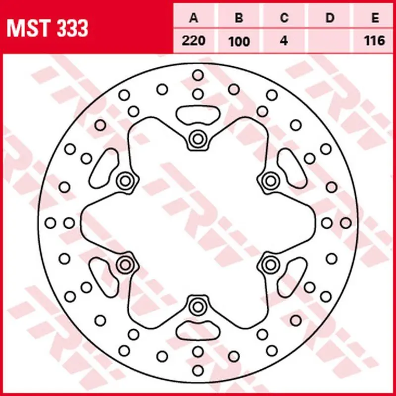 TRW ZF zadní brzdový kotouč KAWASAKI KX 125/250 89-02, KLX 300R 97-03, KX 500 90-04 (220X100X4mm) (TRW ZF zadní brzdový kotouč KAWASAKI KX 125/250)