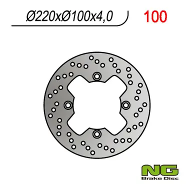NG zadní brzdový kotouč KAWASAKI ZX 6R 98-07, ZX10R, ER6F/N, KLE 650VERSYS 07-14 (220x100x4,0mm) (4x10,5mm) (NG zadní brzdový kotouč KAWASAKI ZX 6R)