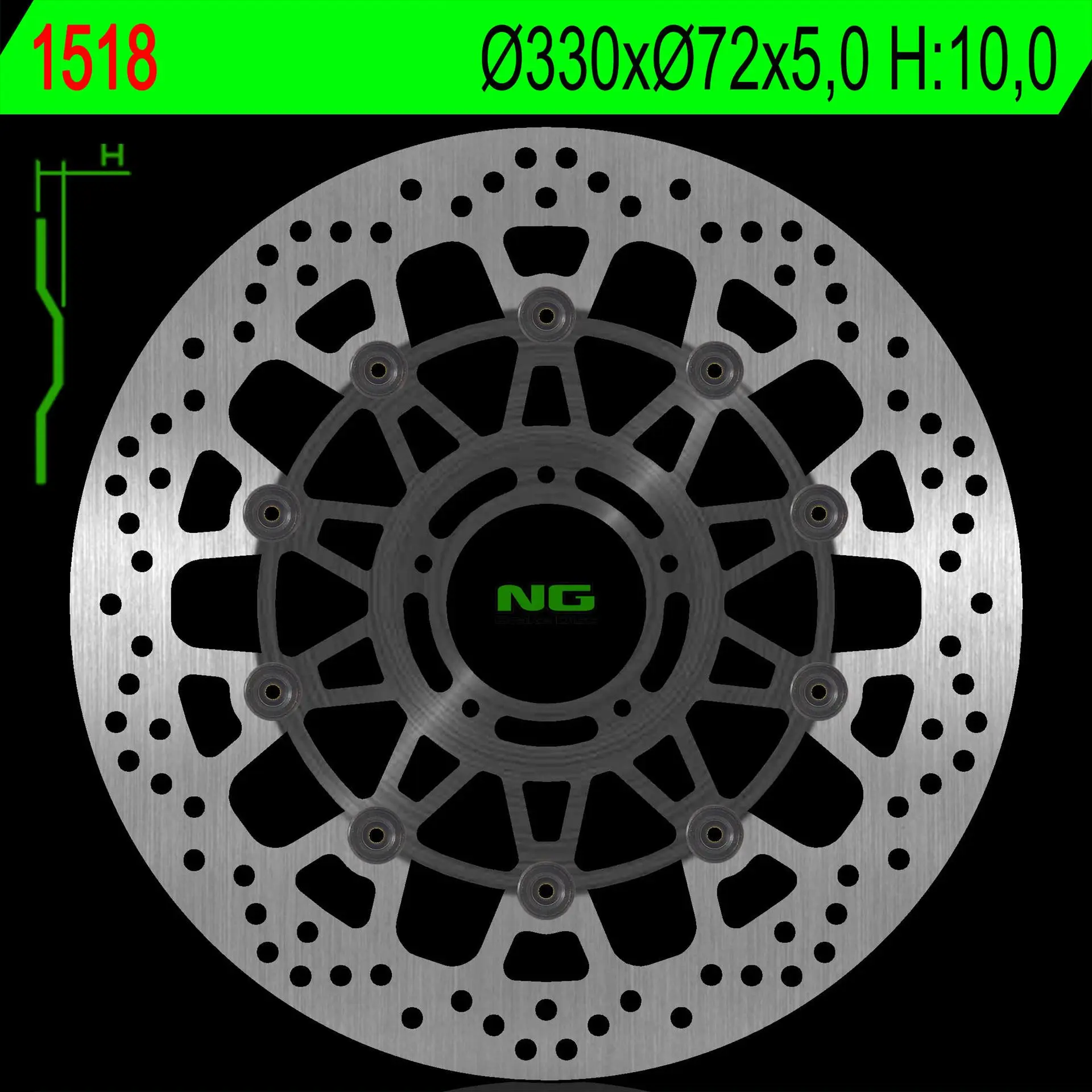 NG přední brzdový kotouč DUCATI MULTISTRADA 1200 15-18 (330X72X5,0mm) (5X8,5mm) (NG přední brzdový kotouč DUCATI MULTISTRADA 1200 15-18)