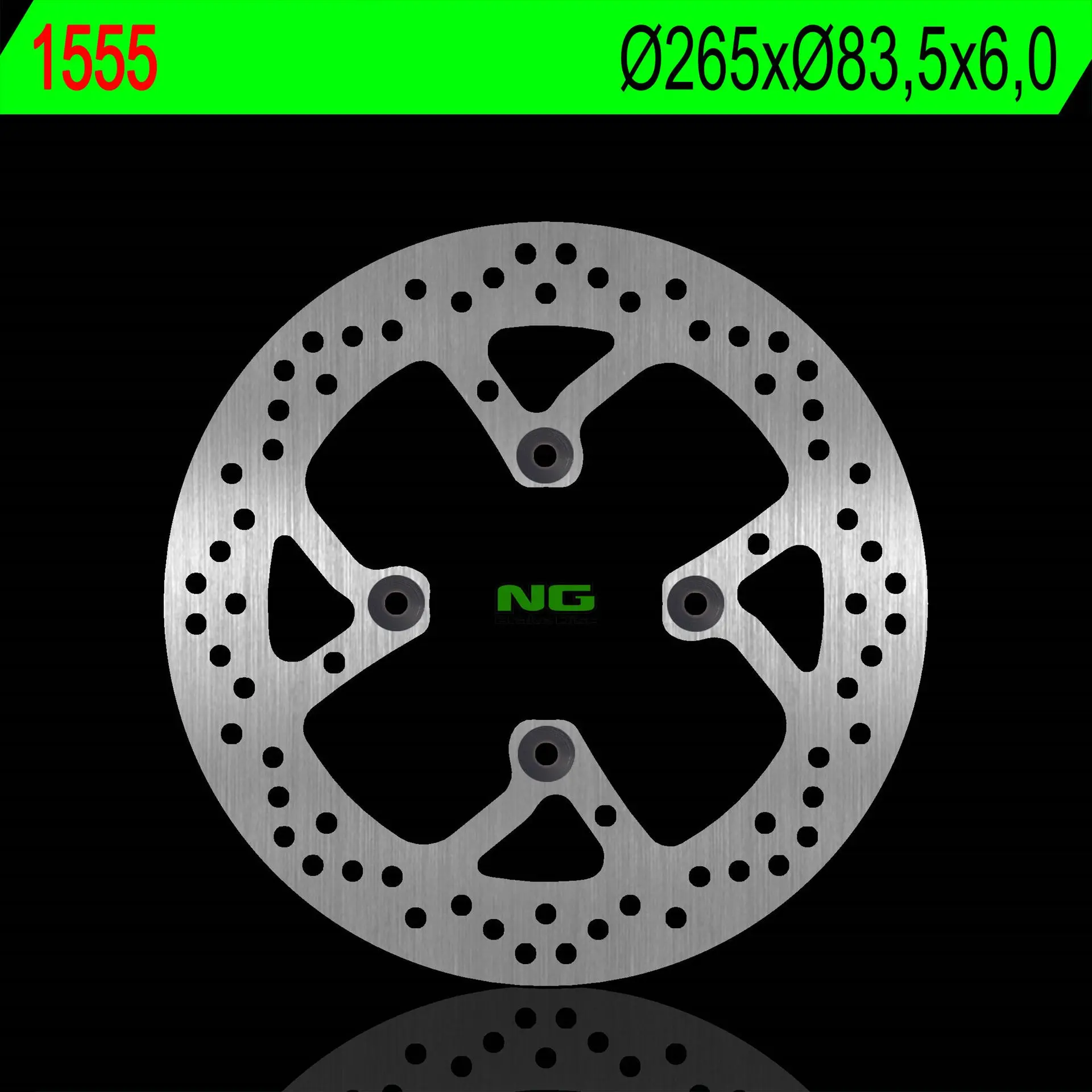 NG zadní brzdový kotouč DUCATI DIAVEL 1200 11-22 MULTISTRADA 1200/1262 15-22 , XDIAVEL 1262 15-22 (265X83,50X6,0mm) (4X10mm) (NG zadní brzdový kotouč)